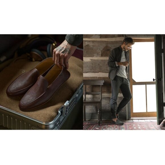 Magnanni Heston Leather Slippers Loafer Cognac Grained Slip On Shoes 11 Mens - Picture 1 of 14